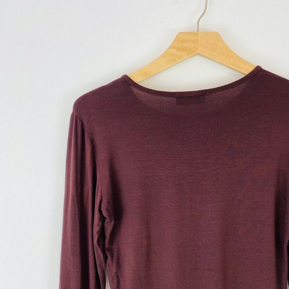 Moschino Jeans Y2K 00's Dark Brown Graphic Long Sleeve Cropped T Shirt UK S - Picture 7 of 7